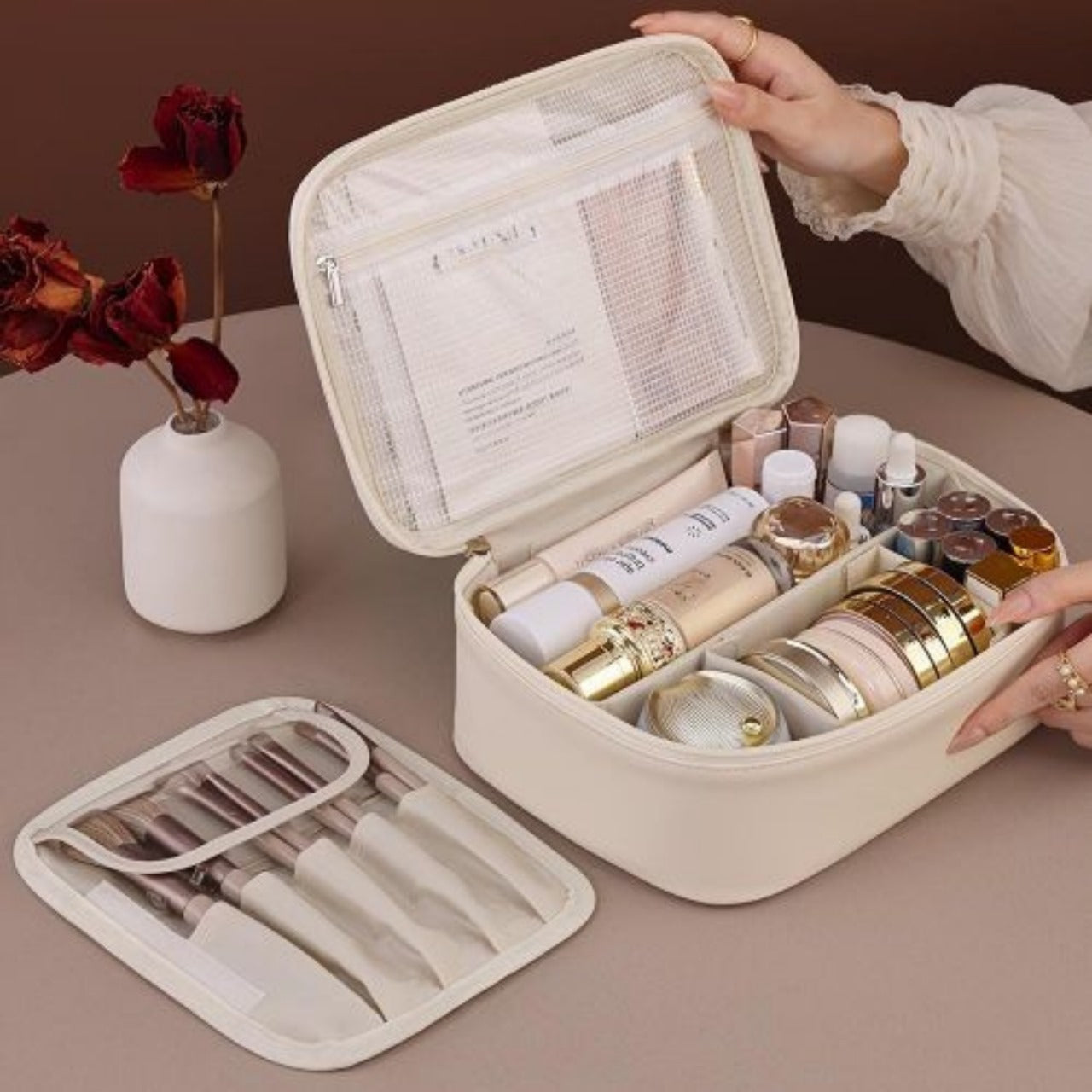 New Women's Cosmetic Bag Portable Storage Bag, Makeup Bag Travel Organizer Essentials Toiletry Bags