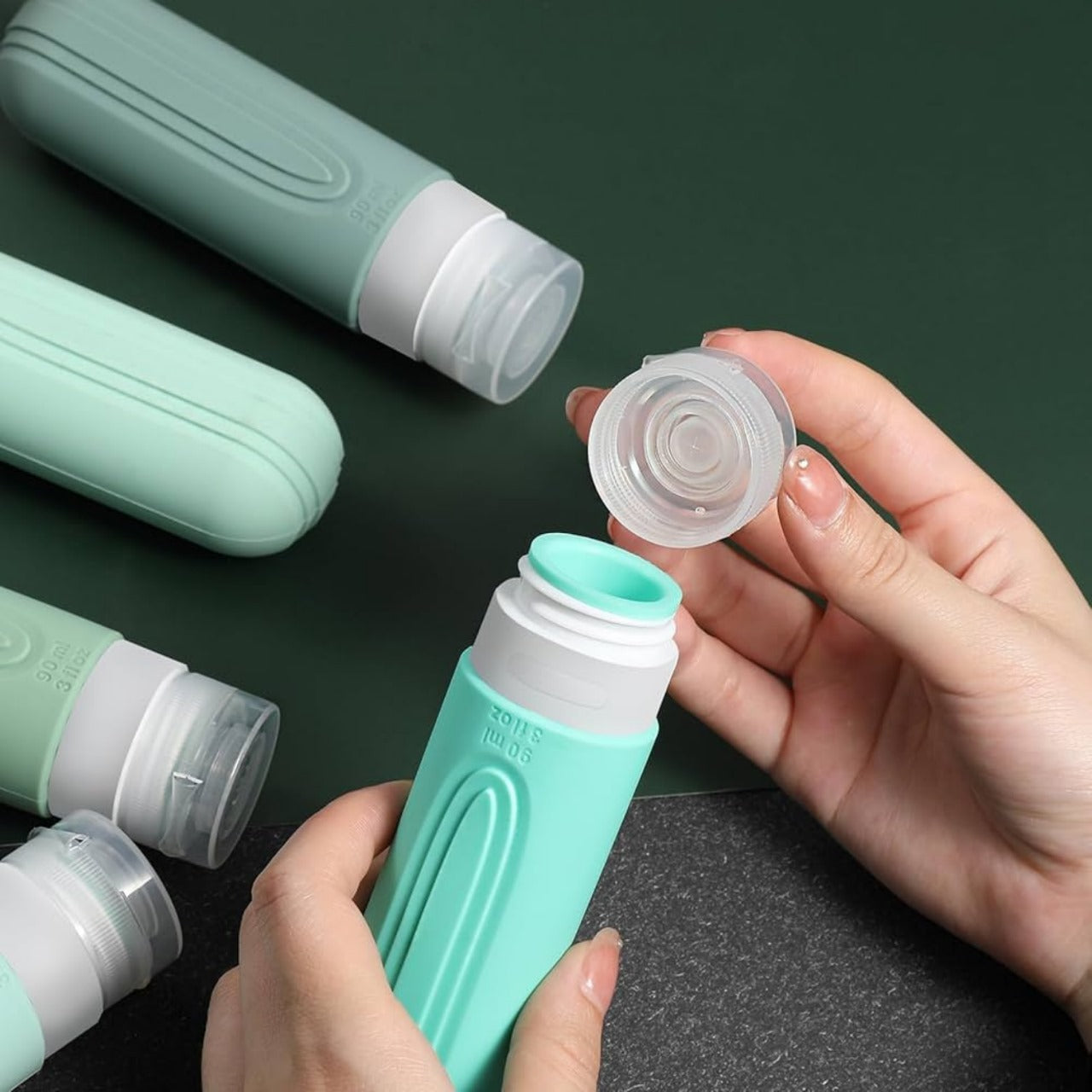 Travel Bottles for Toiletries,3oz Travel Size,Leak Proof Refillable Liquid Silicone Squeezable