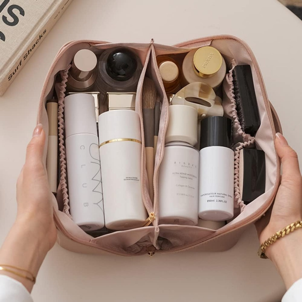 New Women's Cosmetic Bag Portable Storage Bag, Makeup Bag Travel Organizer Essentials Toiletry Bags